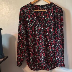 Floral Black and Red Women's Top